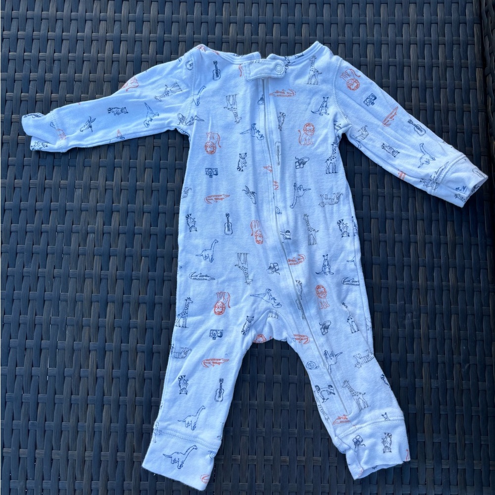 Blue Baby One Piece with Animal Print
